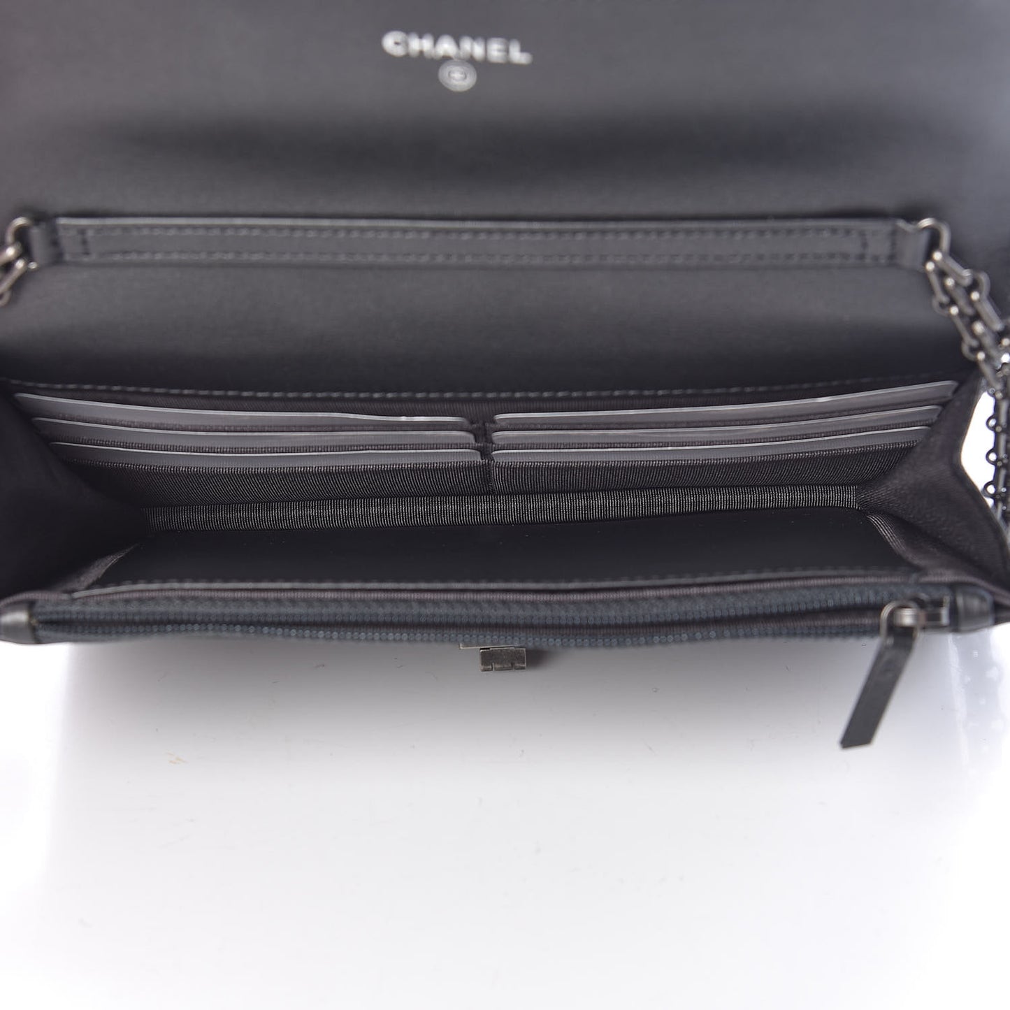 Calfskin Quilted Reissue Wallet On Chain WOC Grey