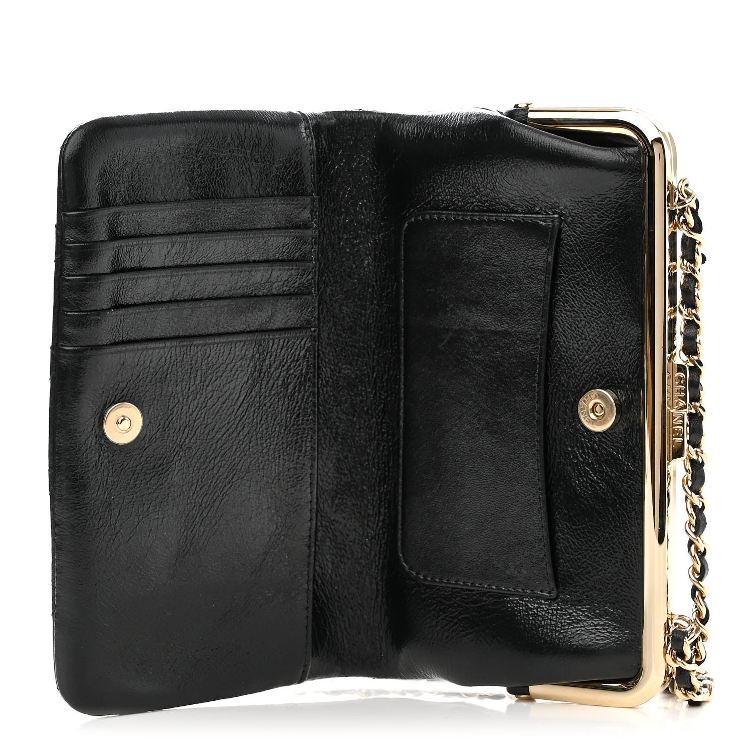 Chanel Lambskin Quilted Frame Clutch With Chain Black 6 of 12