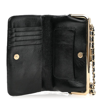 Chanel Lambskin Quilted Frame Clutch With Chain Black 6 of 12