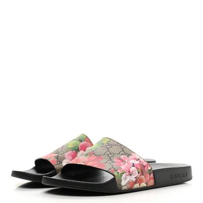 Gucci GG Supreme Monogram Blooms Slide Sandals 38 Beige Multicolor 3 of 8