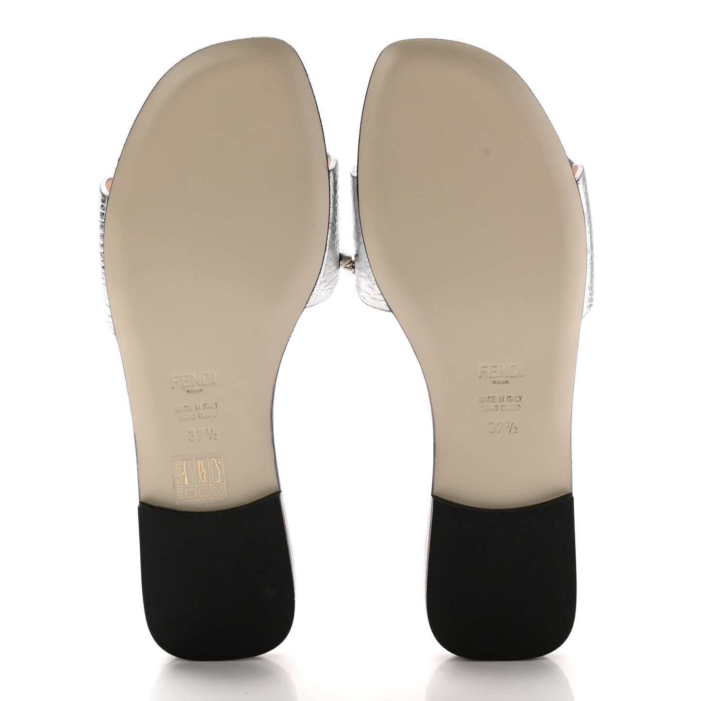 Metallic Vitello Lurex Studded Slide Sandals 37.5 Silver