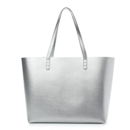 Mansur Gavriel Metallic Saffiano Small Shopping Tote Silver 3 of 10