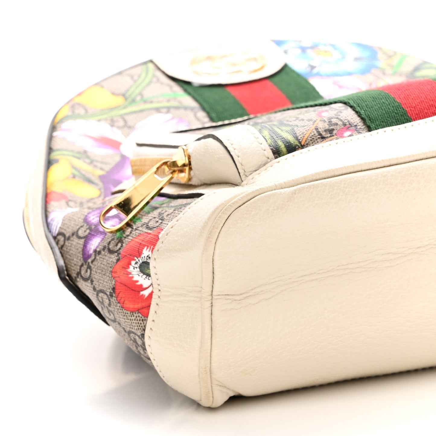 GG Supreme Monogram Flora Web Small Ophidia Day Backpack White