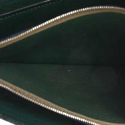 Celine Calfskin Suede Pony Hair Tri-Color Diamond Clutch Green 6 of 13