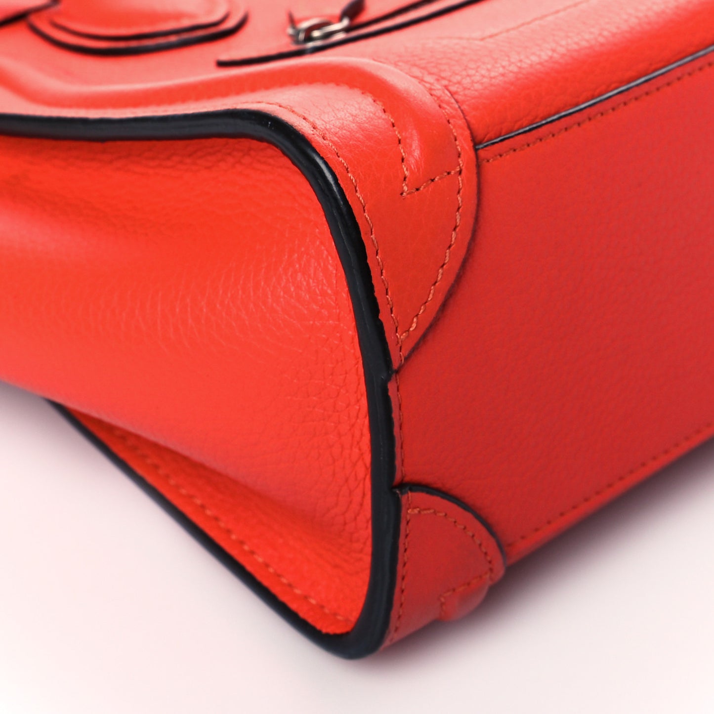 Drummed Calfskin Nano Luggage Coquelicot