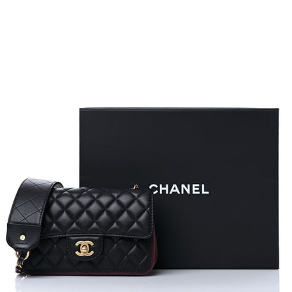 Chanel Calfskin Quilted Small Strap Into Flap Bag Black Brown 11 of 11