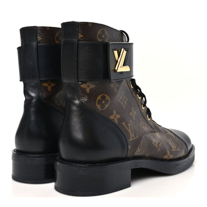 Louis Vuitton Calfskin Monogram Wonderland Flat Ranger Boots 40 Black 5 of 9