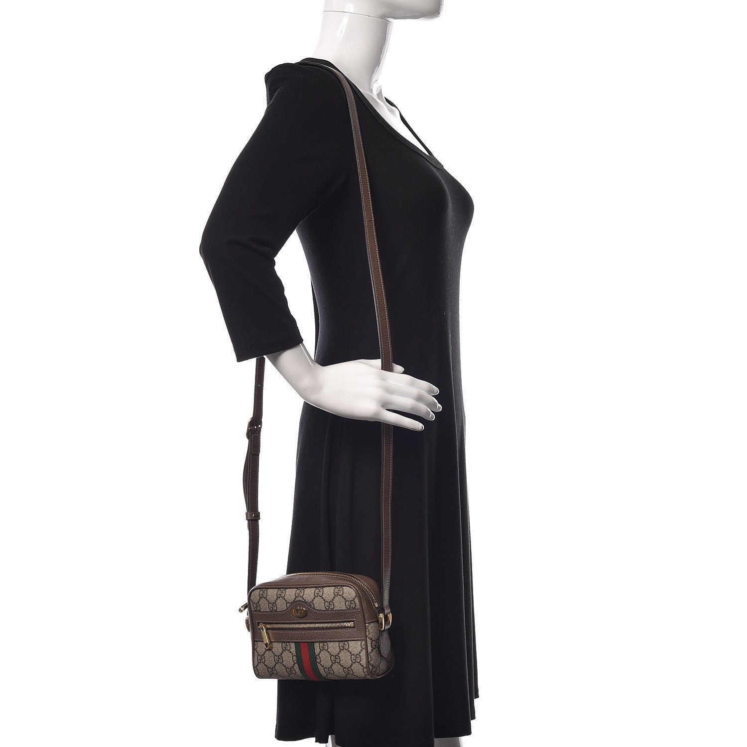 Gucci GG Supreme Monogram Web Mini Ophidia Shoulder Bag Brown 2 of 10