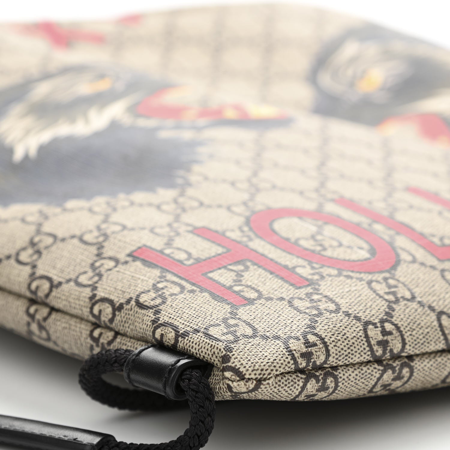 Gucci GG Supreme Monogram Wolf XXV Hollywood Print Drawstring Backpack Black 9 of 10