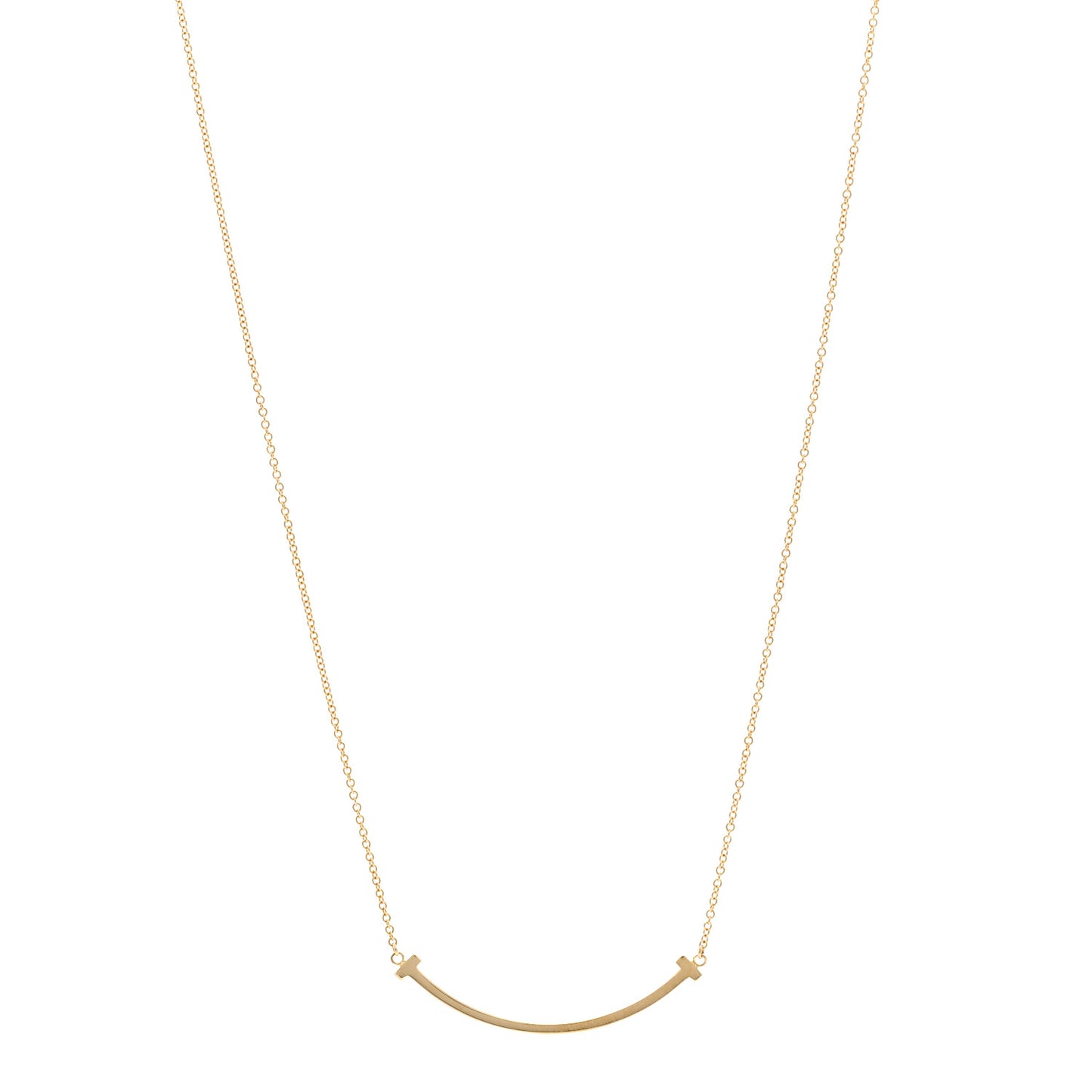 18K Yellow Gold Small T Smile Pendant Necklace