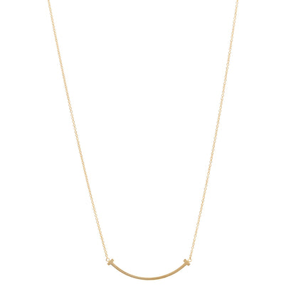 Tiffany 18K Yellow Gold Small T Smile Pendant Necklace 1 of 5