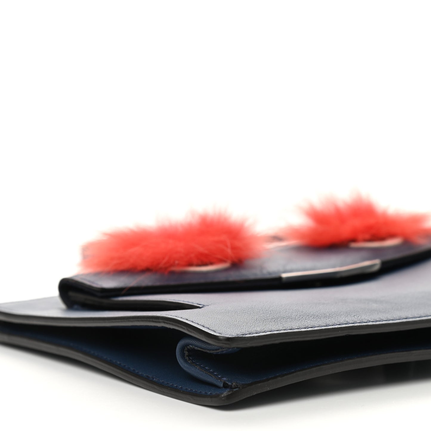 Vitello Dolce Fox Fur Monster Eyes Mini 2Jours Pouch Navy