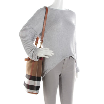 Burberry Canvas Mega Check Medium Tottenham Brit Tote Saddle Brown 3 of 9