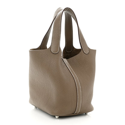 Hermes Taurillon Clemence Picotin Lock 18 PM Etoupe 3 of 10