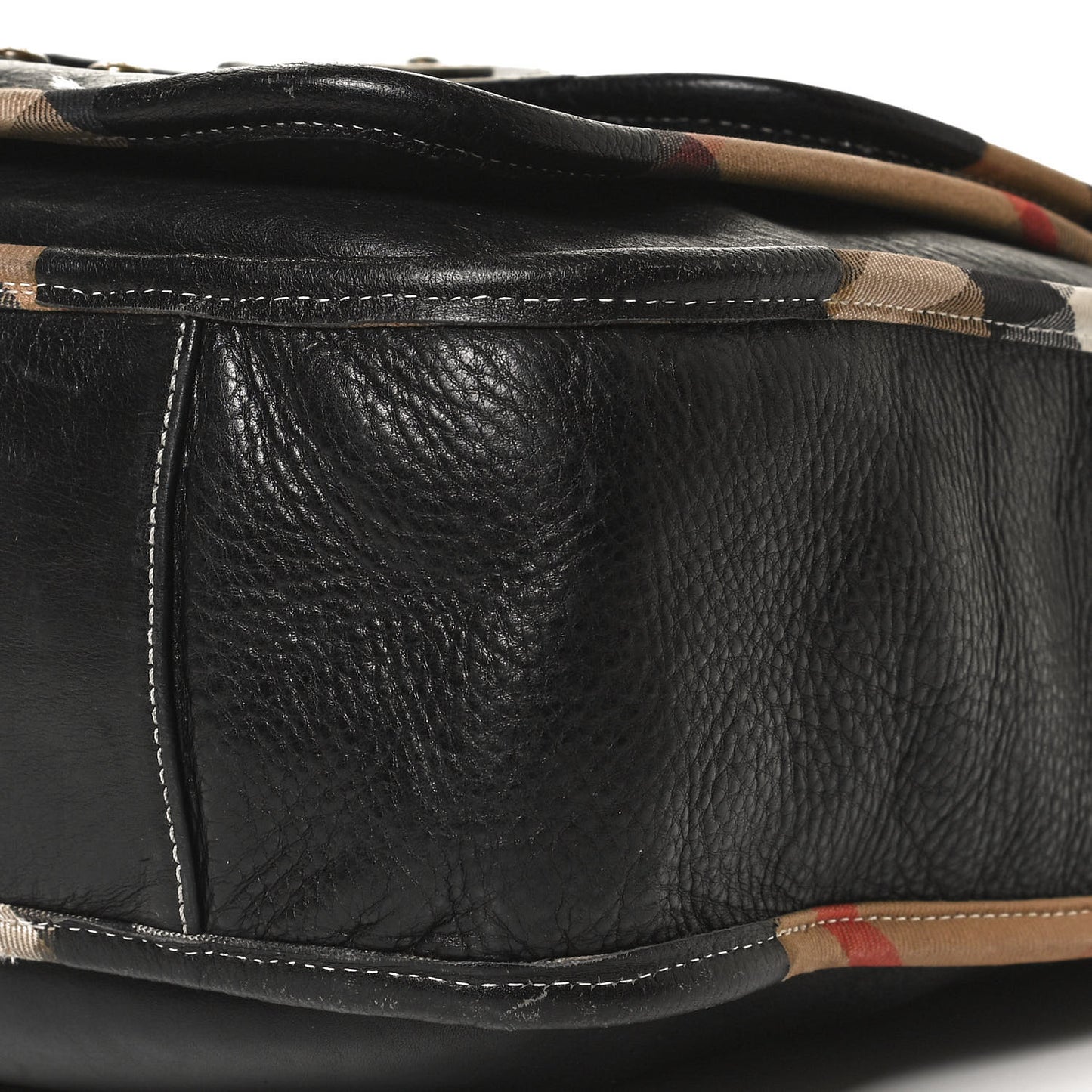 Calfskin Nova Check Trim Shoulder Bag Black
