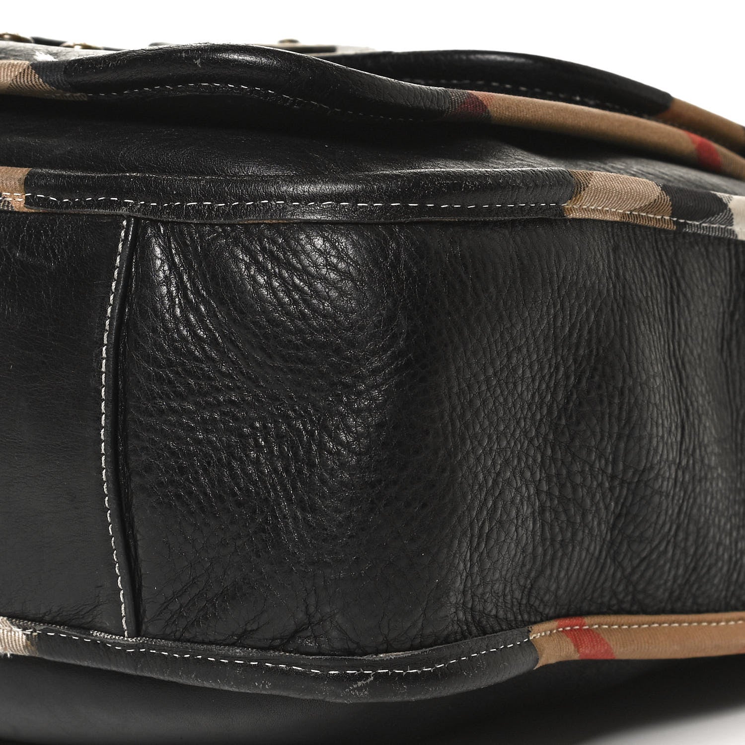 Burberry Calfskin Nova Check Trim Shoulder Bag Black 11 of 14