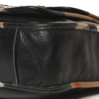 Burberry Calfskin Nova Check Trim Shoulder Bag Black 11 of 14