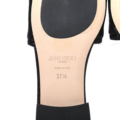 Jimmy Choo Metallic Canvas Crystal Flat Sandals 37.5 Black 7 of 8