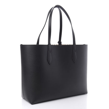 Burberry Grainy Calfskin Haymarket Check Medium Reversible Tote Black 3 of 14