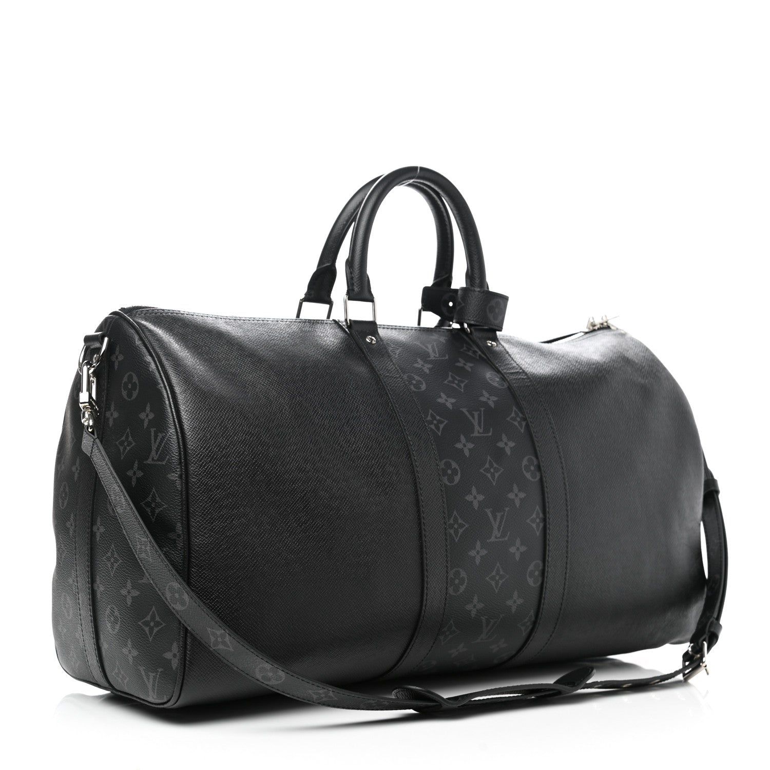Louis Vuitton Taiga Monogram Eclipse Keepall Bandouliere 50 Black 2 of 10