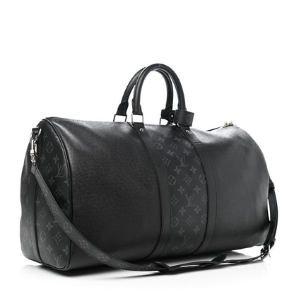 Louis Vuitton Taiga Monogram Eclipse Keepall Bandouliere 50 Black 2 of 10