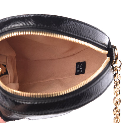 Gucci Suede Patent Web Mini Ophidia Round Shoulder Bag Black 5 of 7