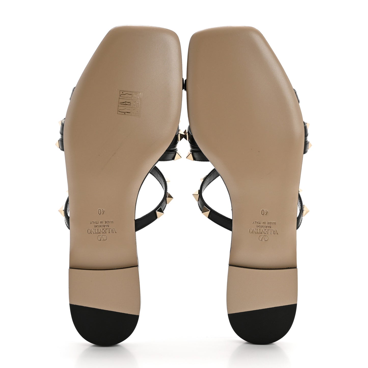 Calfskin Rockstud Slide Sandals 40 Black