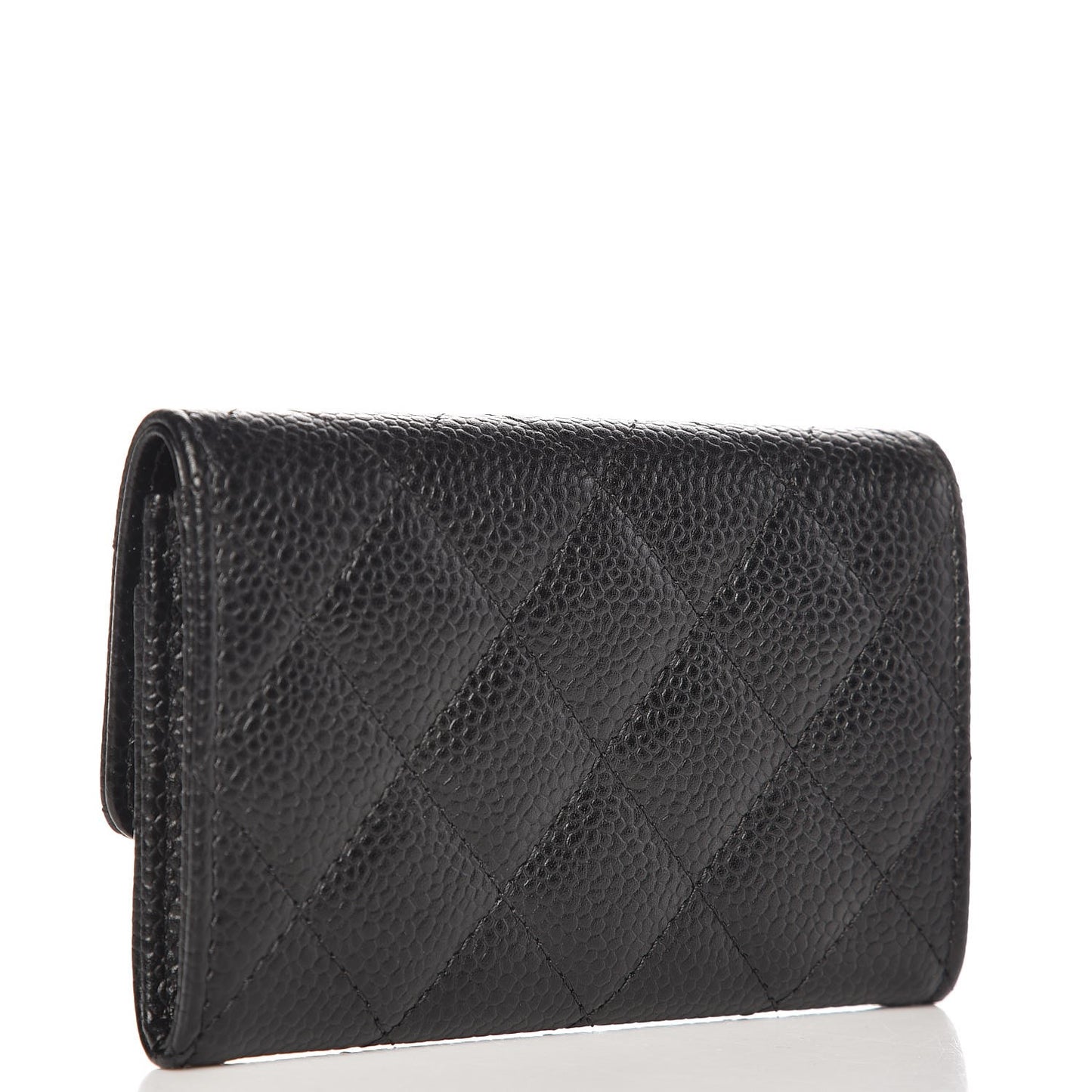 Caviar Quilted Flap Card Holder Black