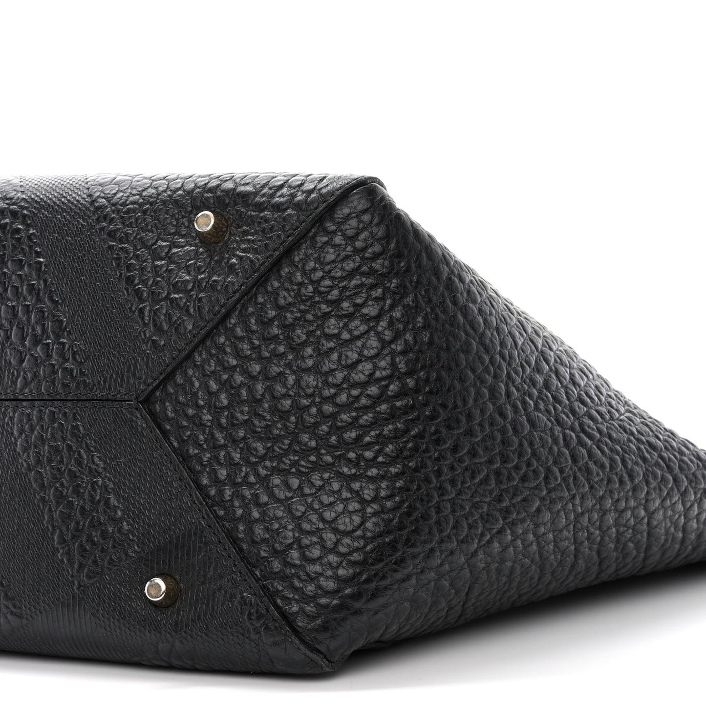 Signature Grain Calfskin Check Embossed Small Canterbury Tote Black