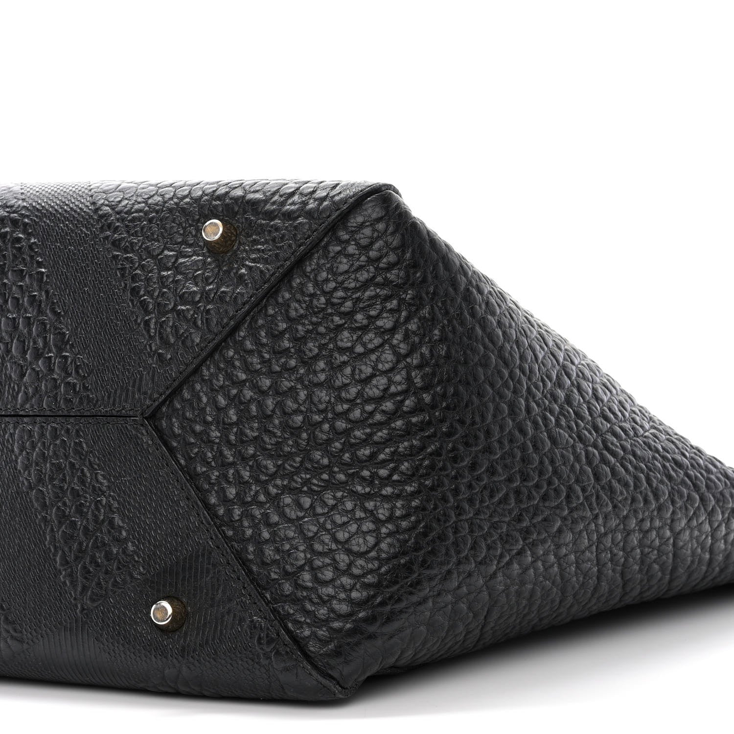 Burberry Signature Grain Calfskin Check Embossed Small Canterbury Tote Black 14 of 17