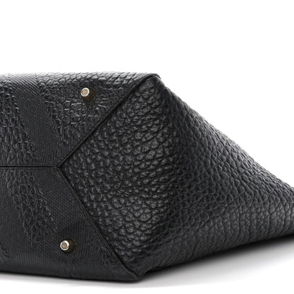 Burberry Signature Grain Calfskin Check Embossed Small Canterbury Tote Black 14 of 17