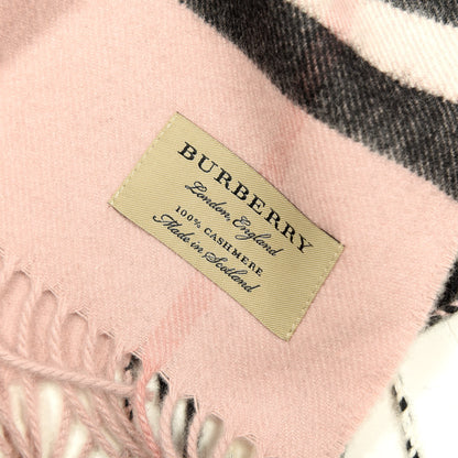Burberry Cashmere Giant Icon Check Fringe Scarf Ash Rose 3 of 3