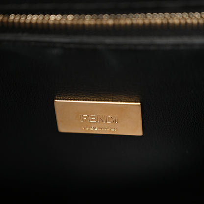 Fendi Vitello Tahiti Burro Medium Peekaboo Iconic Essentially Satchel Tortora Black 7 of 12