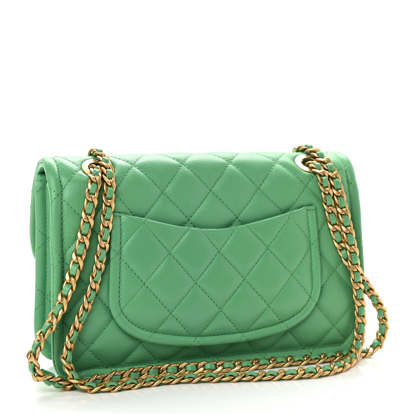 Caviar Quilted Medium Sweet Classic Flap Green
