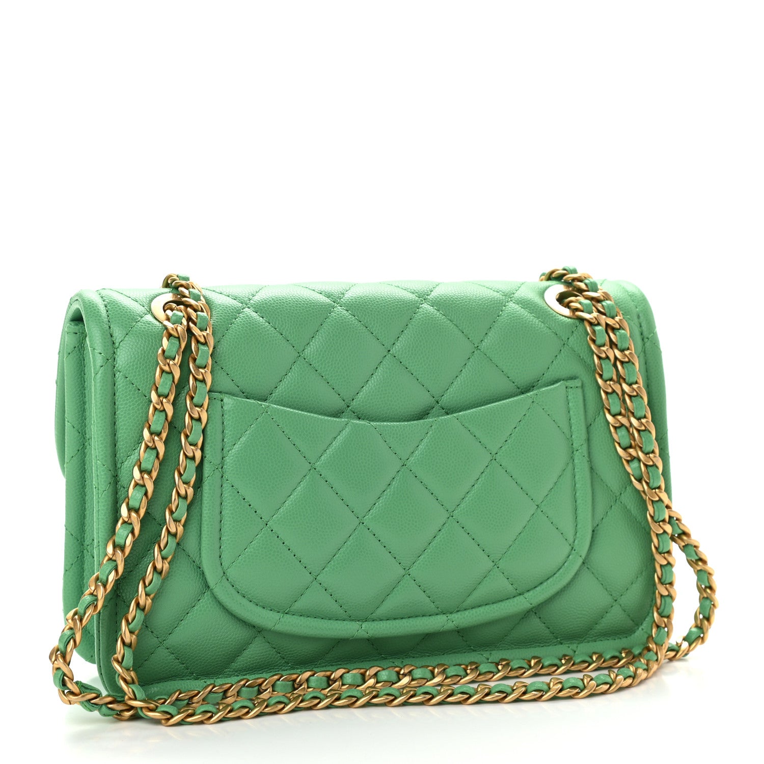 Chanel Caviar Quilted Medium Sweet Classic Flap Green 3 of 10