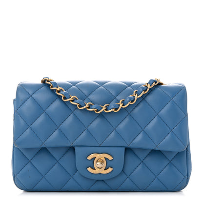 Chanel Lambskin Quilted Mini Rectangular Flap Blue 1 of 14