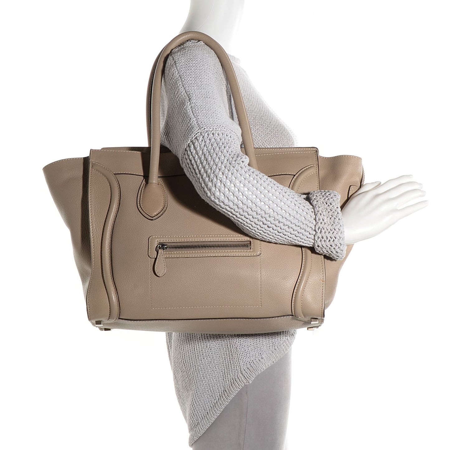 Drummed Calfskin Shoulder Luggage Dune