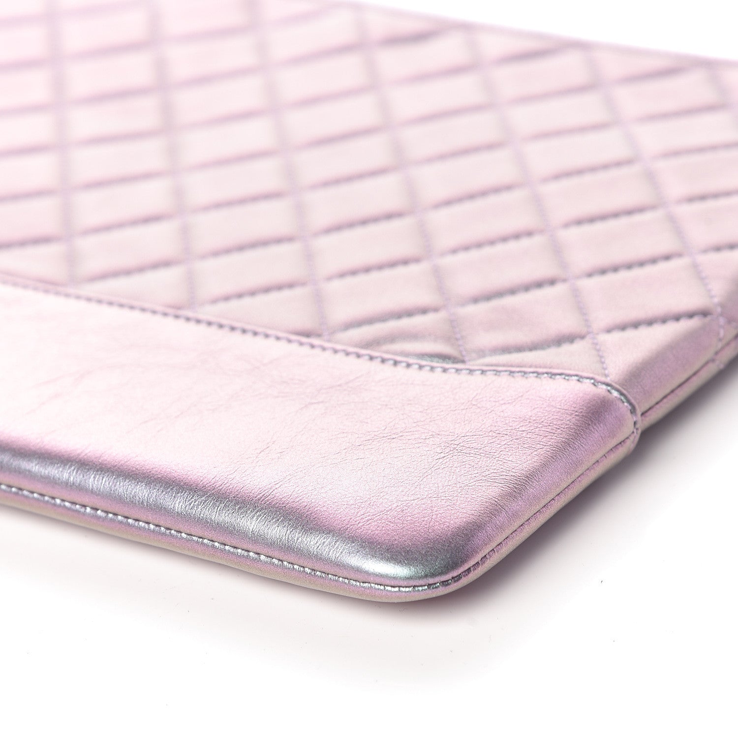 Chanel Iridescent Lambskin Quilted Large Gabrielle Cosmetic Case Light Purple 9 of 10