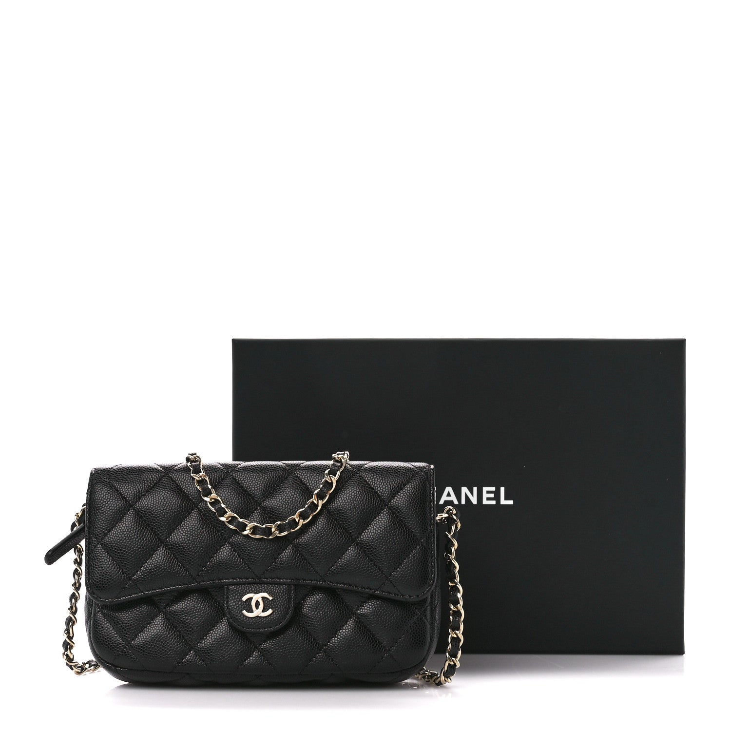 Chanel Caviar Quilted Flap Phone Holder With Chain Black 13 of 13