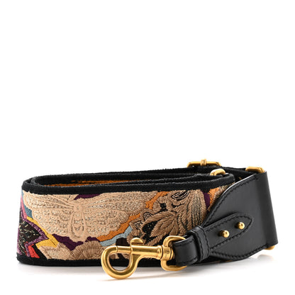 Christian Dior Canvas Embroidered Jardin D'Hive Shoulder Strap Black Multicolor 1 of 7