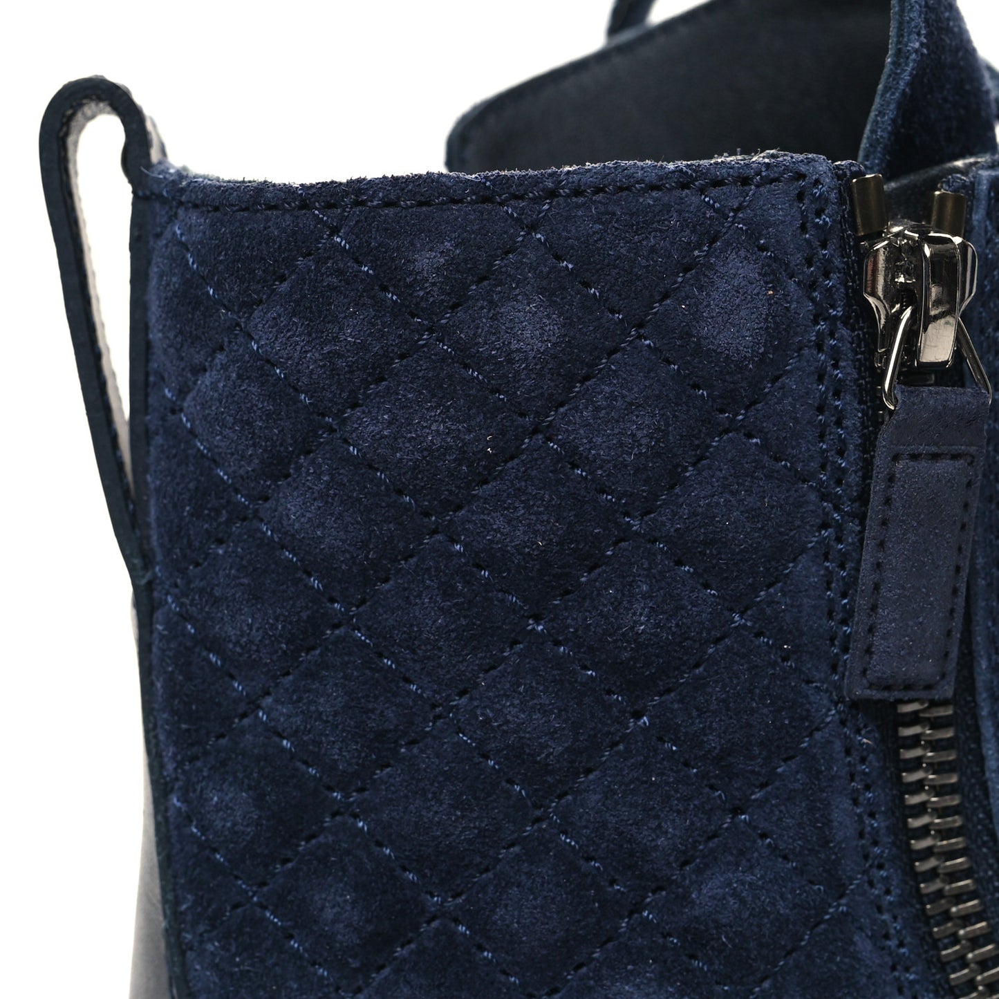 Suede Quilted CC Lace Up Combat Boots 36 Navy Black