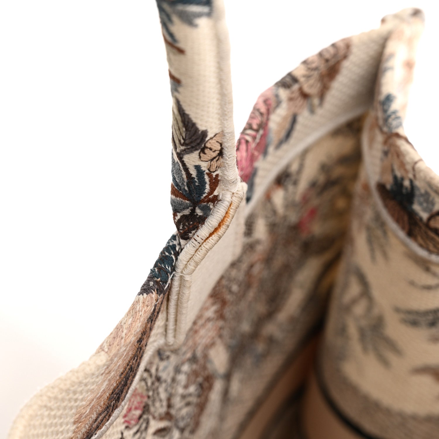 Christian Dior Canvas Embroidered Large Jardin D'Hiver Book Tote Latte Multicolor 14 of 16