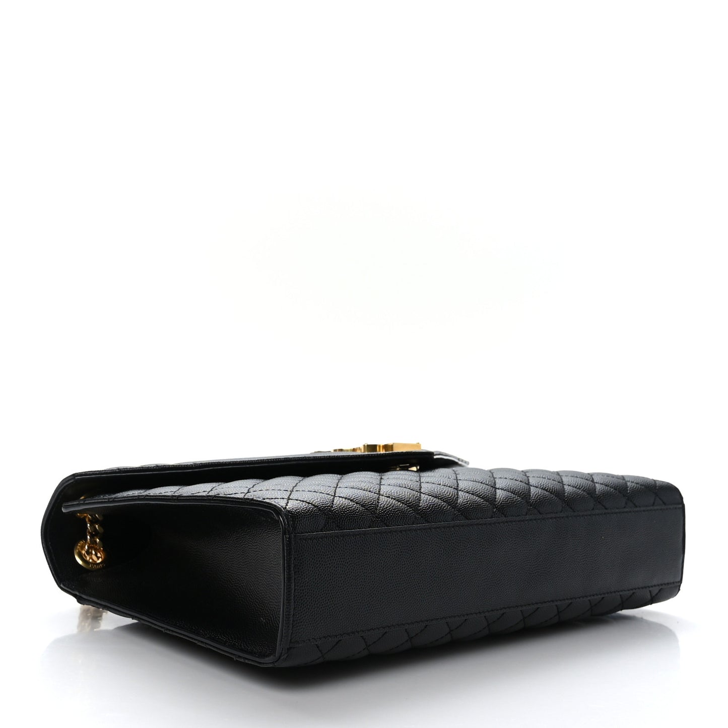 Grain De Poudre Textured Mixed Matelasse Large Triquilt Monogram Satchel Black