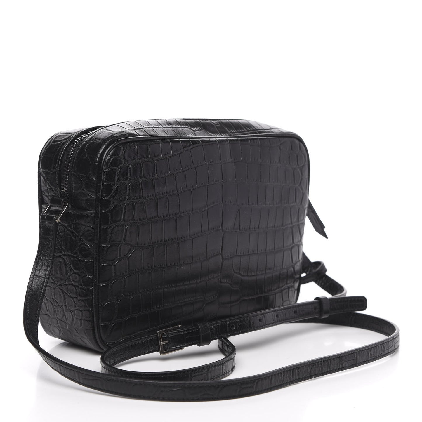 Calfskin Crocodile Embossed Monogram Lou Camera Bag Black
