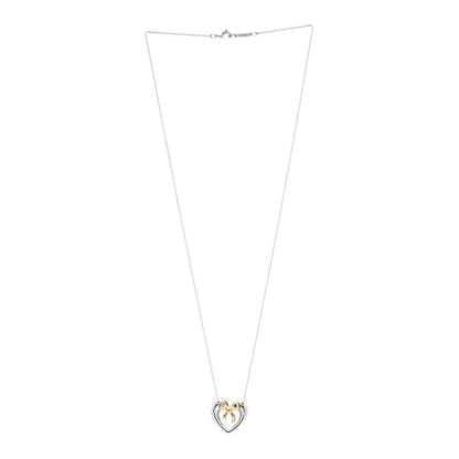 Tiffany Sterling Silver 18K Yellow Gold Heart Ribbon Pendant Necklace 3 of 7