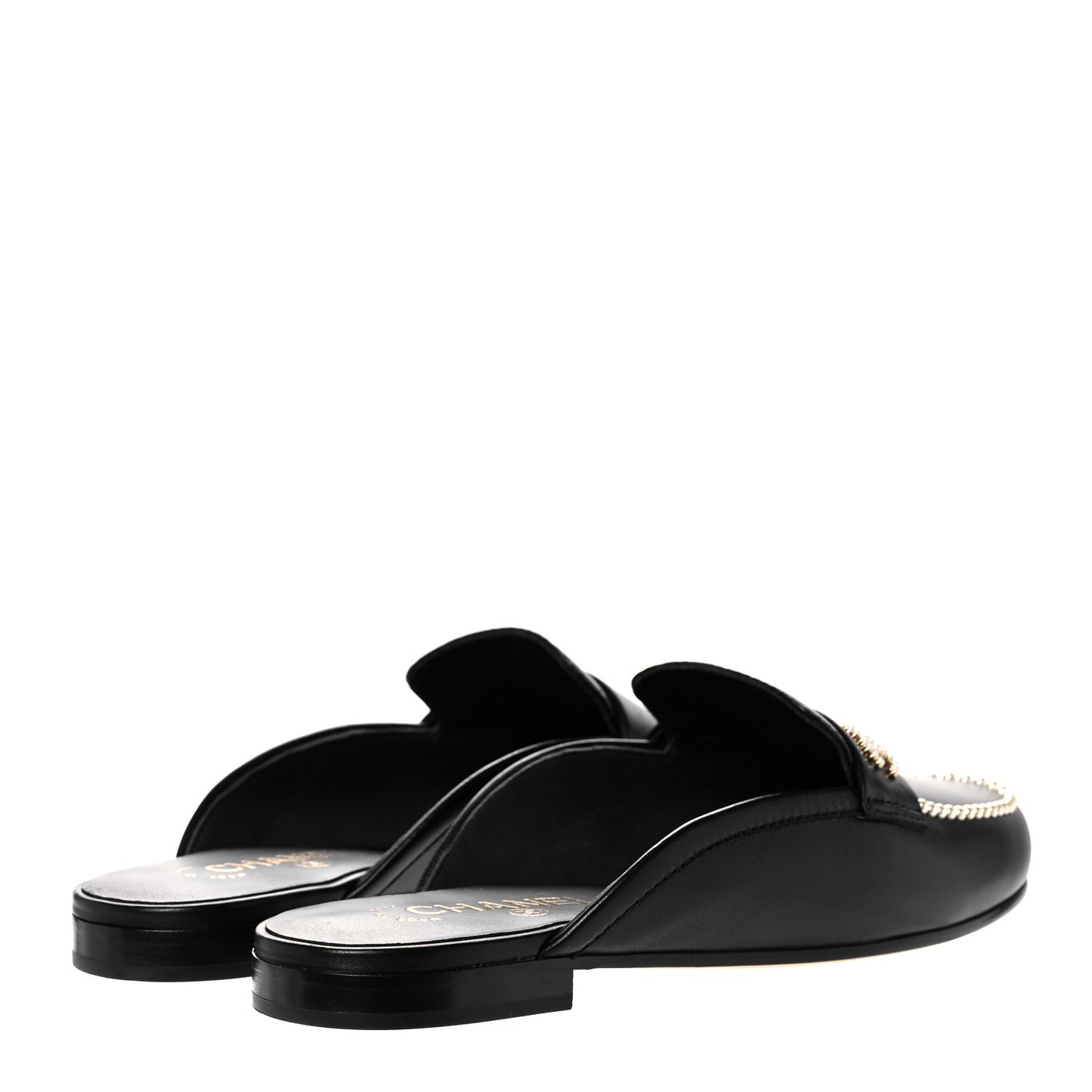 Lambskin Pearl CC Mules 38.5 Black