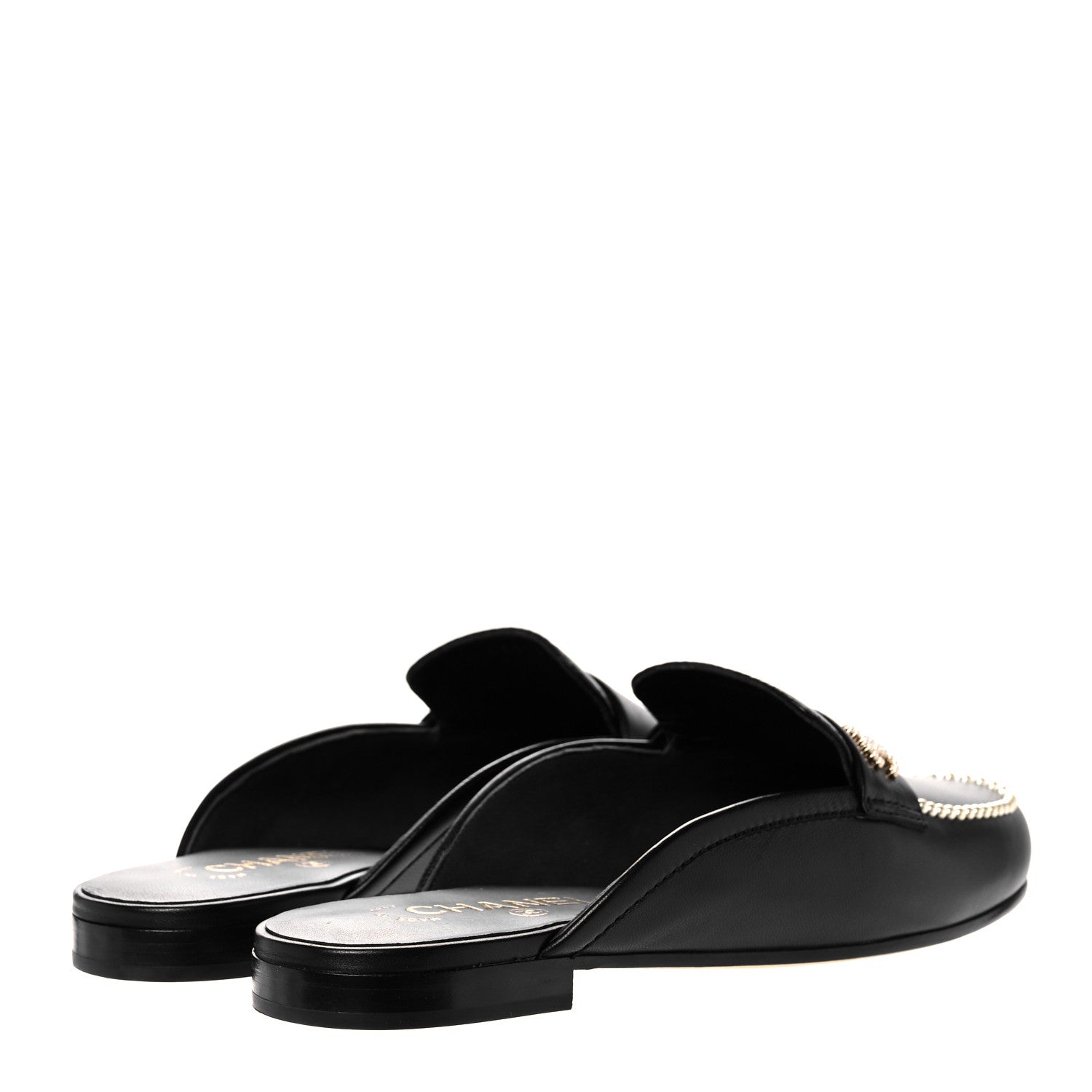 Chanel Lambskin Pearl CC Mules 38.5 Black 4 of 9