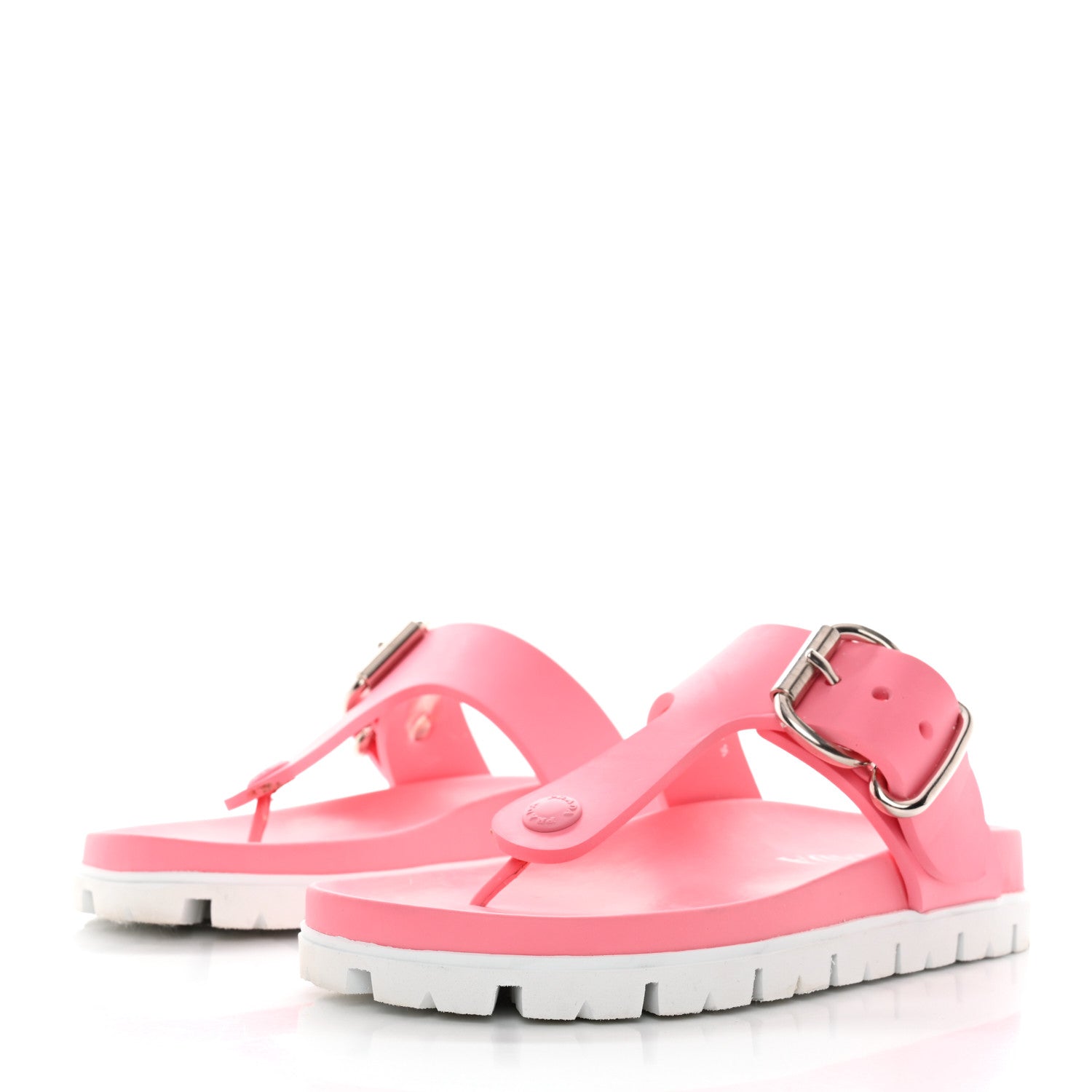 Prada EVA Rubber Buckled Lug Sole 20mm Thong Sandals 36 Begonia 3 of 11