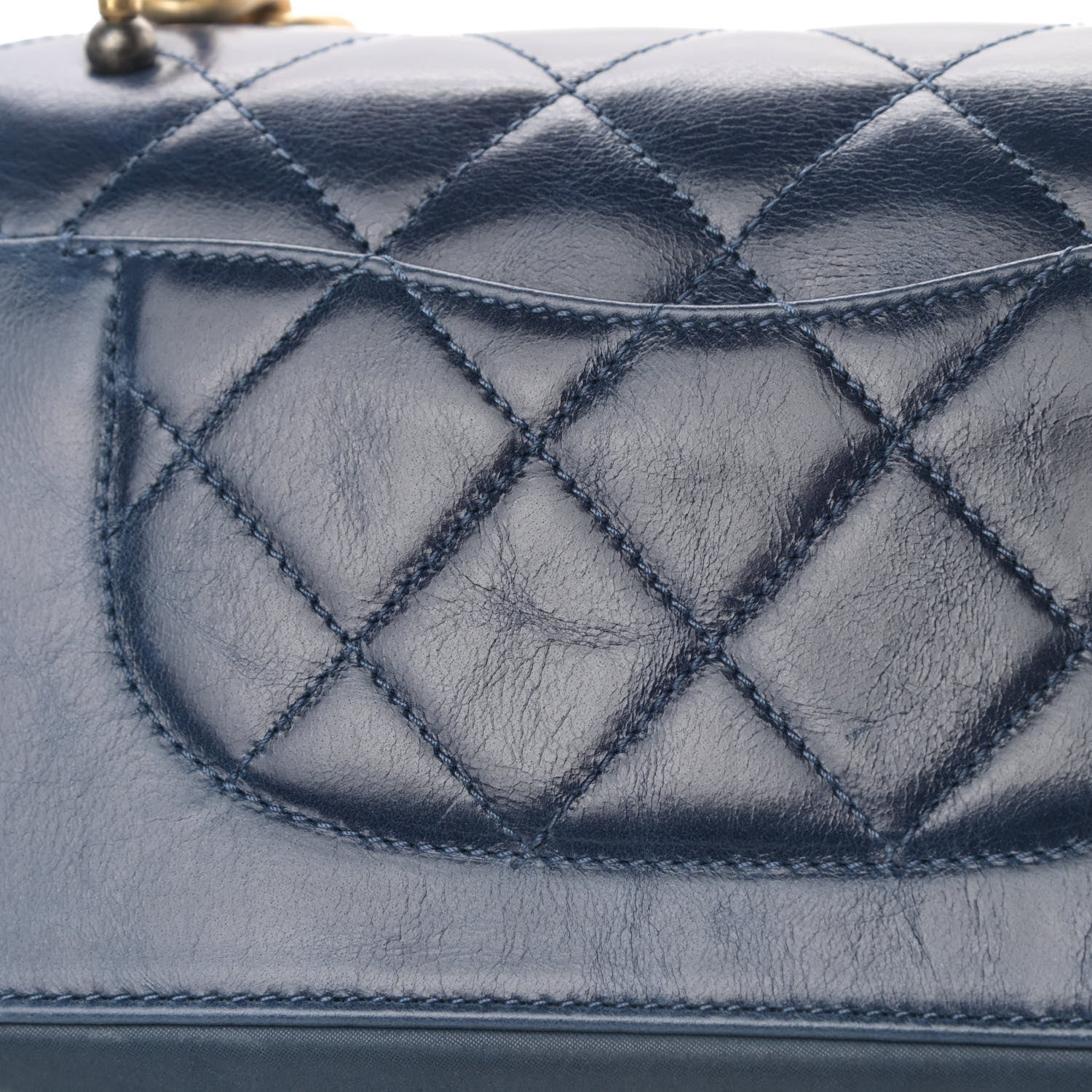 Chanel Glazed Calfskin Quilted Mini Straight Lined Flap Blue 5 of 5