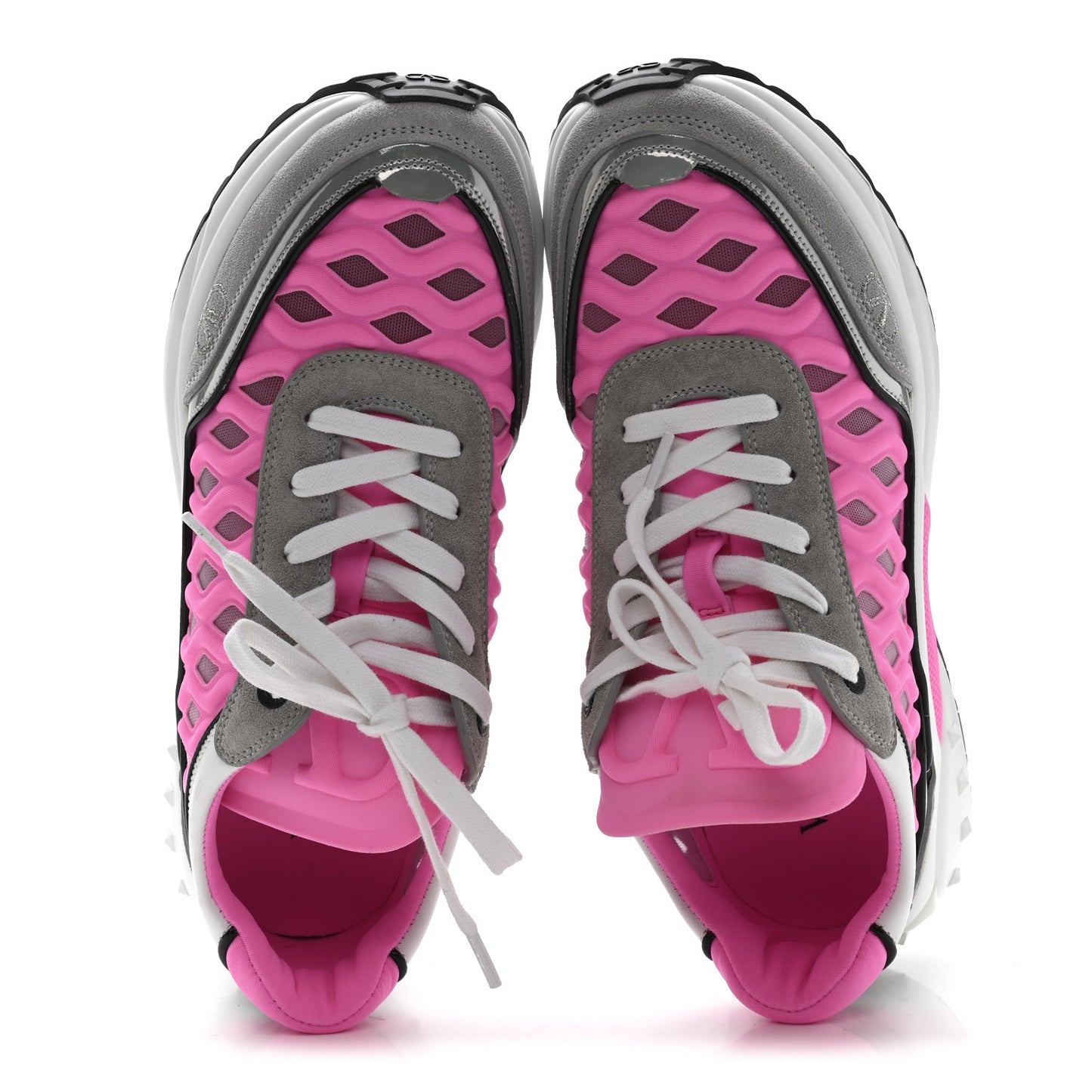 Suede Neoprene Mesh Womens Ready Go Runner Sneakers 38 Electric Pink Grey